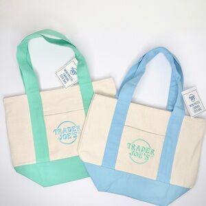 Trader Joe’s Limited Edition Easter Mini Canvas Tote in Mint and Sky Blue